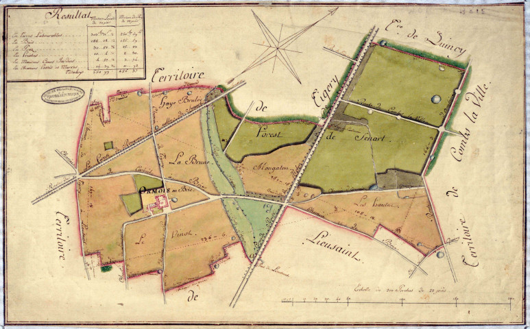 ORMOY-EN-BRIE. - Plans d'intendance. Plan, Ech. 1/200 perches, Dim. 50 x 30 cm, [fin XVIIIe siècle]. 