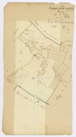 COURANCES. - Section I - Village (le), 1, ech. 1/1250, coul., aquarelle, papier, 103x55 (1813). 