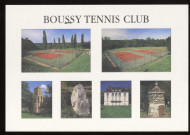 BOUSSY-SAINT-ANTOINE. - Les cours de tennis 3, 4, 5, 6, l'église, le menhir, la mairie et la fontaine. Editeur Jacquet, 2000, couleur. 