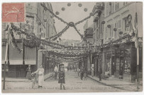 CORBEIL-ESSONNES. - Inauguration du nouvel hôtel de ville (1906). Décoration de la rue Notre-Dame, Mardelet, 1906, 16 lignes, 10 c, ad. 