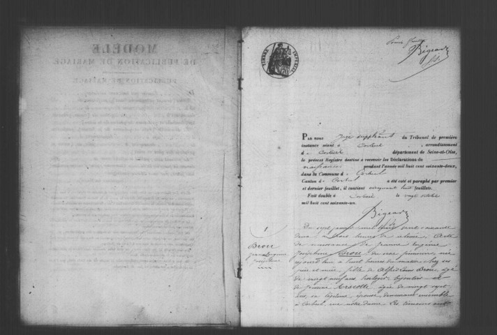 CORBEIL. Naissances : registre d'état civil (1862). 