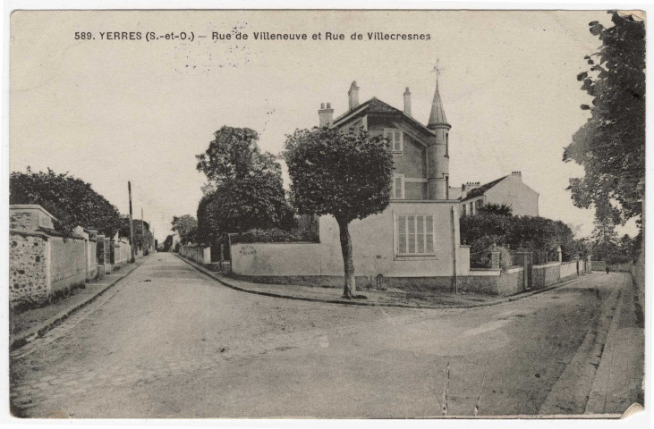YERRES. - Rue de Villeneuve et rue de Villecresnes [Editeur Mulard]. 
