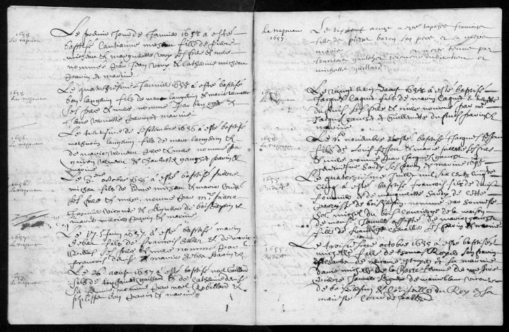 BOIS-HERPIN. - Registre paroissial. - Registre des baptêmes, mariages et sépultures (1655-1712) 