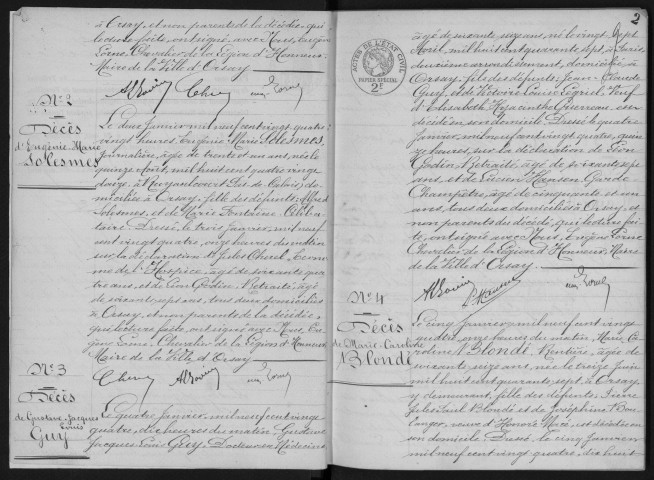 ORSAY. - Naissances, mariages, décès : registre d'état civil.