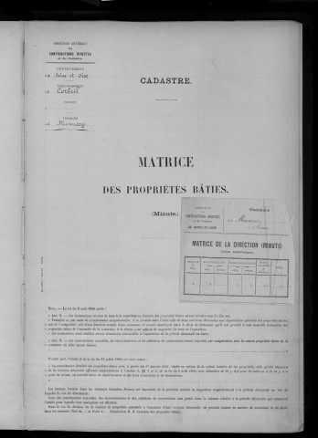 MENNECY. - Matrice des propriétés bâties [cadastre rénové en 1936]. 