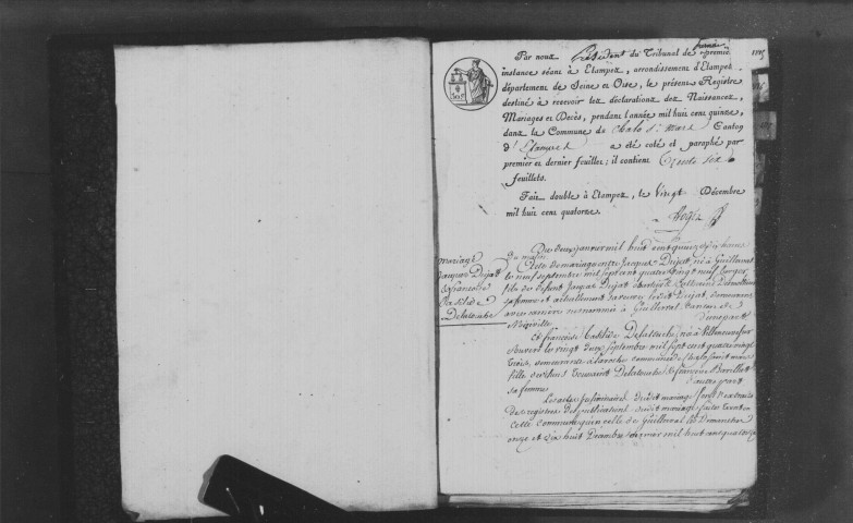 CHALO-SAINT-MARS. Naissances, mariages, décès : registre d'état civil (1815-1826). 