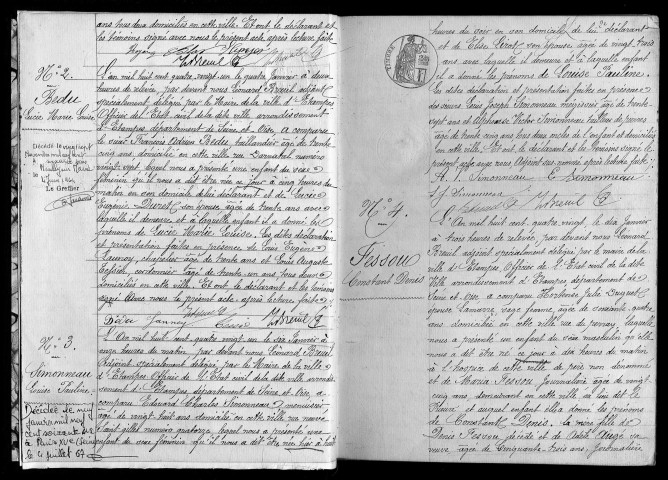 ETAMPES. Naissances : registre d'état civil (1881). 