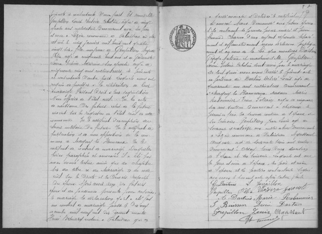 PALAISEAU. - Mariages : registre d'état civil.