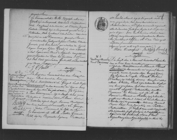 BALLAINVILLIERS. Naissances, mariages, décès : registre d'état civil (1862-1872). [pour 1868, original défectueux, copie et jugement d'homologation]. 