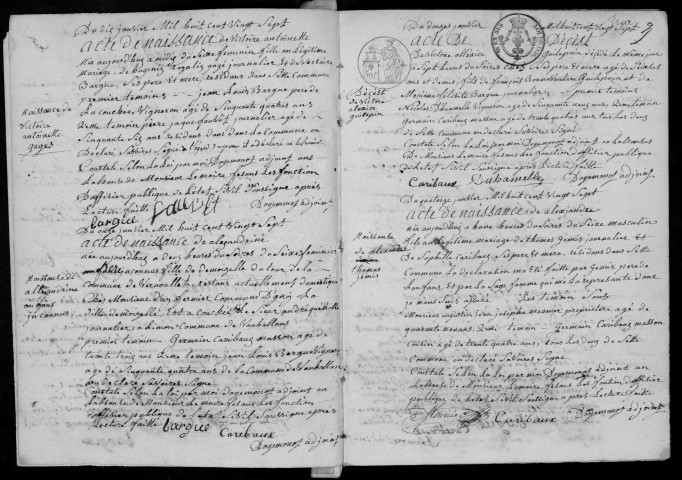 VAUHALLAN. Naissances, mariages, décès : registre d'état civil (1827-1872). 