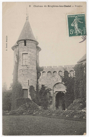 BRUYERES-LE-CHATEL. - Le château. La poterne, Borné, 4 mots, 5 c, ad. 