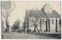 MAISSE. - L'église prise de la Grande-Rue. Bréger, (1908), 1 mot, 5 c, ad. 