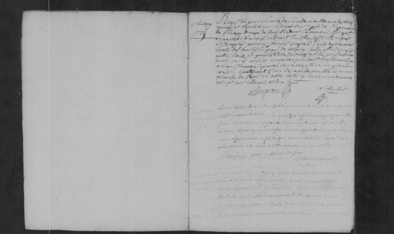 NOZAY. Paroisse Saint-Germaind'Auxerre : Baptêmes, mariages, sépultures : registre paroissial (1767-1779). 