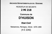 D'HUISON-LONGUEVILLE. Naissances, mariages, décès : registre d'état civil (1876-1890). 