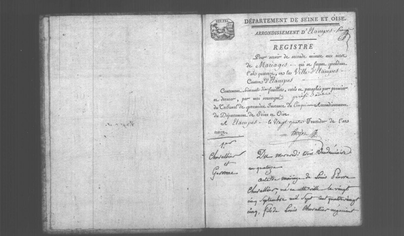 ETAMPES. Mariages : registre d'état civil (an XIV). 