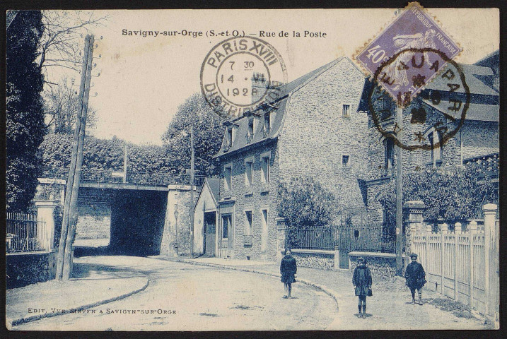 SAVIGNY-SUR-ORGE .- Rue de la poste (14 juin 1928). 