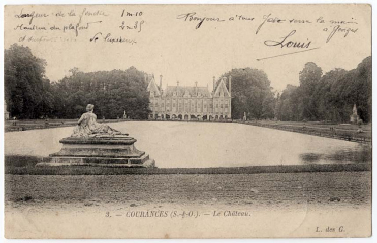 COURANCES. - Le château, L. des G., 1903, 4 lignes, 10 c, ad. 