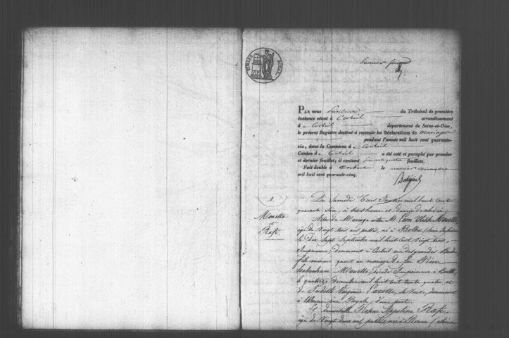 CORBEIL. Mariages : registre d'état civil (1846). 
