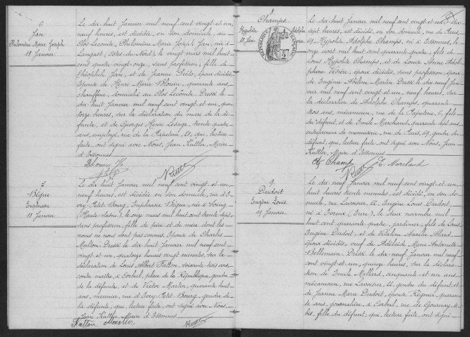 ESSONNES. - Décès : registre d'état civil. 