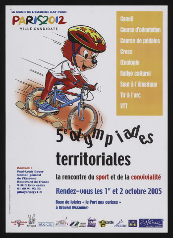 DRAVEIL. - 5e Olympiades territoriales, la rencontre du sport et de la convivialité, Base de loisirs du Port aux Cerises, 1er octobre - 2 octobre (2005). 