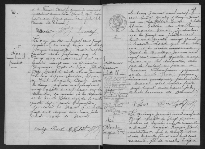 DRAVEIL.- Naissances, mariages, décès : registre d'état civil. 