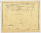 Plan topographique d'EVRY-PETIT-BOURG dressé et dessiné par J. MARCHAND, géomètre, vérifié par M. PARIS, ingénieur, Ministère de la Reconstruction et de l'Urbanisme, 1948. Ech. 1/5 000. N et B. Dim. 0,78 x 1,00. 