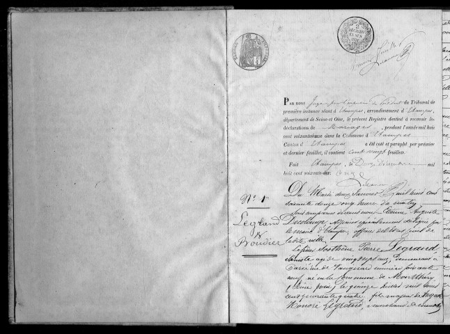 ETAMPES. Mariages : registre d'état civil (1872). 