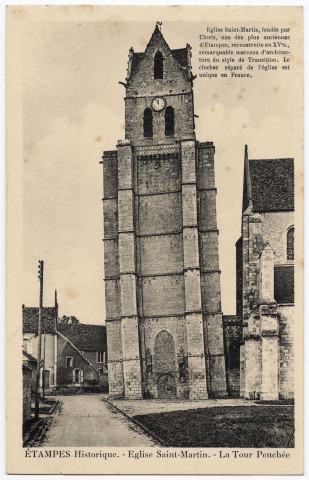 ETAMPES. - Etampes historique. Eglise Saint-Martin, tour penchée [Editeur Rameau]. 