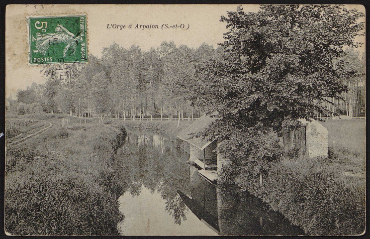 Arpajon.- L'Orge à Arpajon (11 février 1908). 