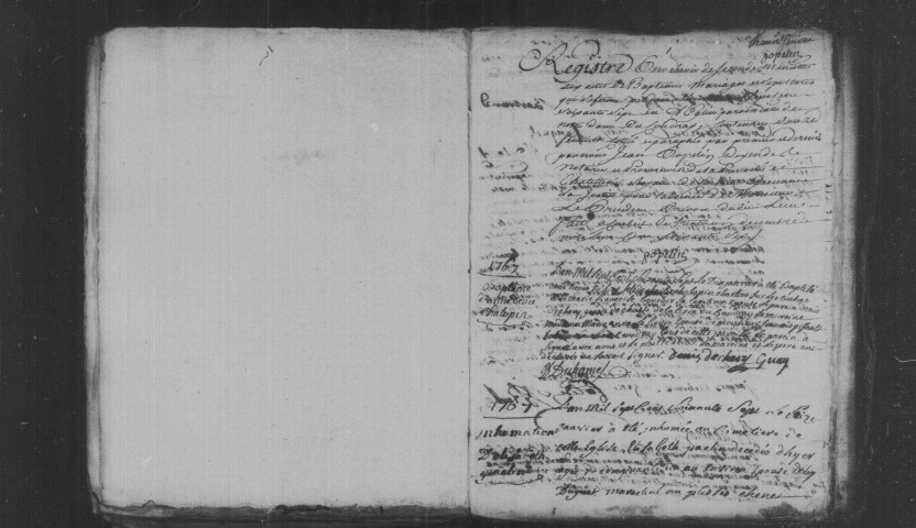 COUDRAY. Paroisse Notre-Dame de Coudray : Baptêmes, mariages, sépultures : registre paroissial (1748-1767). 