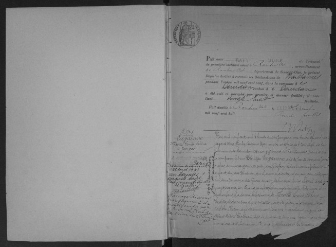 DOURDAN.- Naissances : registre d'état civil. 