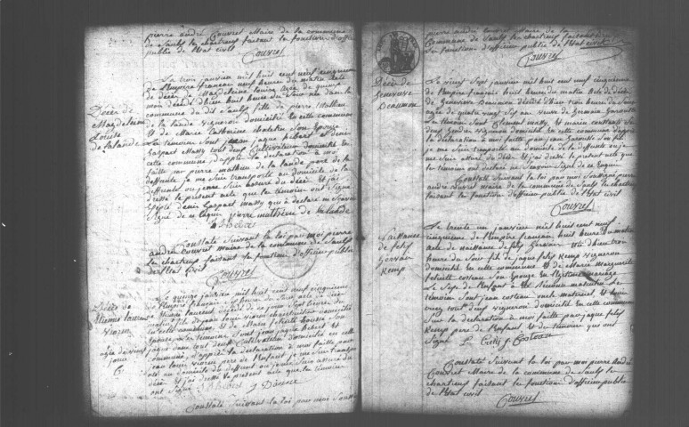 SAULX-LES-CHARTREUX. Naissances, mariages, décès : registre d'état civil (1809-1815). 