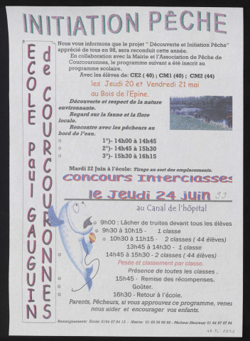 COURCOURONNES. - Initiation pêche, concours interclasses, juin 1999. 