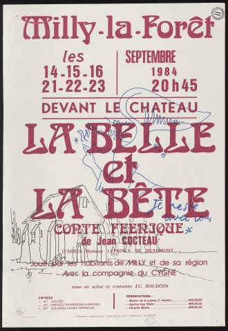 MILLY-LA-FORET.- Spectacle : La Belle et la Bête, 14 septembre-23 septembre 1984. 