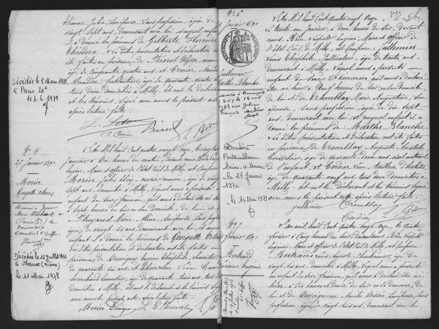 MILLY-LA-FORET.- Naissances : registre d'état civil (1891-1905). 