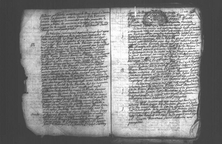 ETAMPES. Paroisse Notre-Dame : Baptêmes, mariages, sépultures : registre paroissial (1715-1730). 