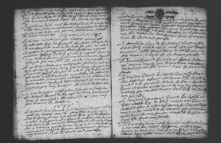MASSY. Paroisse Sainte-Madeleine : Baptêmes, mariages, sépultures : registre paroissial (1678-1739). [Lacunes : B.M.S. (1685-1691, 1715-1736)]. 