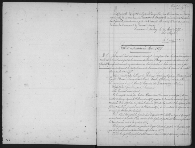COURSON-MONTELOUP. - Conseil municipal : registre des délibérations (21/05/1877 - 14/11/1886). 