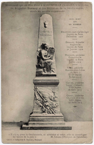 ANGERVILLE. - Monument élevé à la gloire du brigadier Dormoy, Rameau. 