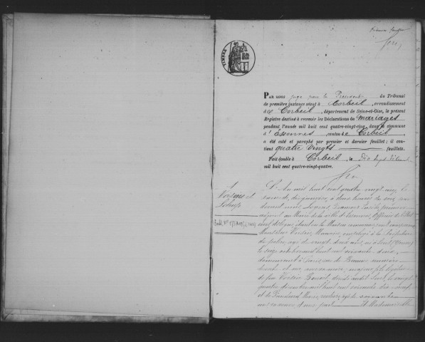ESSONNES. Mariages : registre d'état civil (1885). 