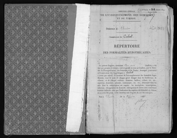 Conservation des hypothèques de CORBEIL. - Répertoire des formalités hypothécaires, volume n° 290 : A-Z (registre ouvert en 1884). 