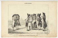 Les Emigrés lisant la proclamation du général BERTHIER (1798)"". D'après MASSARD, Typ. H. PLON, Réimpr. de l'Ancien Moniteur, t. XXIX, p. 173, Dim. 13 x 19 cm. 