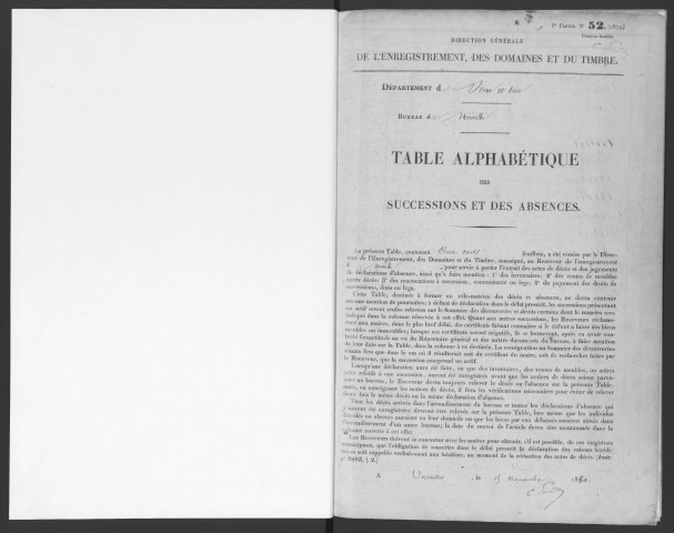 MEREVILLE, bureau de l'enregistrement. - Tables des successions. - Vol. 14 : 1881 - 1896. Lacunes : volumes 6 - 13. 