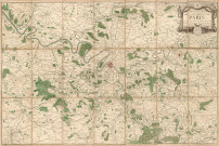 Nouveau plan des environs de PARIS d'après les nouvelles observations de l'académie royale des sciences, PARIS, 1779. Sans éch. Sur toile. Coul. Dim. 0,80 x 0,54. 