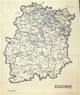 ESSONNE (Département). - Cartes générales de l'Essonne : carte de l'Essonne avec le nombre d'habitants par commune et par canton, s. d. Ech. 1/100 000. Papier. N et B. Dim. 90 x 73 cm. [1 plan]. 