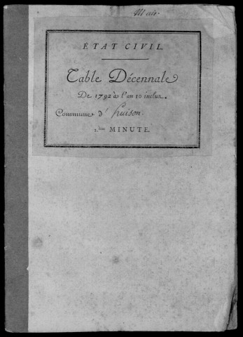 D'HUISON-LONGUEVILLE. Tables décennales (1792-1902). 