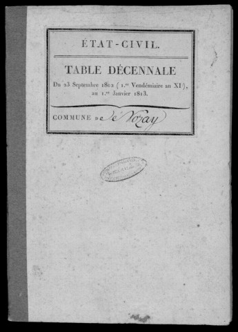 NOZAY. Tables décennales (1802-1902). 