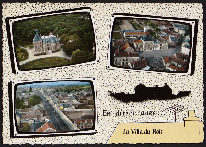 VILLE-DU-BOIS (LA). - En direct avec La Ville-du-Bois : La mairie, la route nationale 20, l'institution du Sacré Coeur [1960-1964].