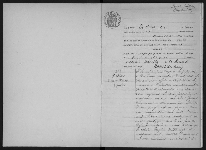 PALAISEAU. - Décès : registre d'état civil.