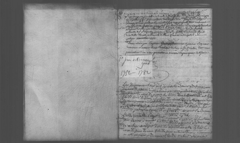 SAINT-JEAN-DE-BEAUREGARD. Paroisse Saint-Jean-de-Beauregard : Baptêmes, mariages, sépultures : registre paroissial (1752-1782). 